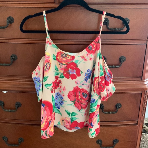 Floral Cold Shoulder Shirt - Picture 1 of 3